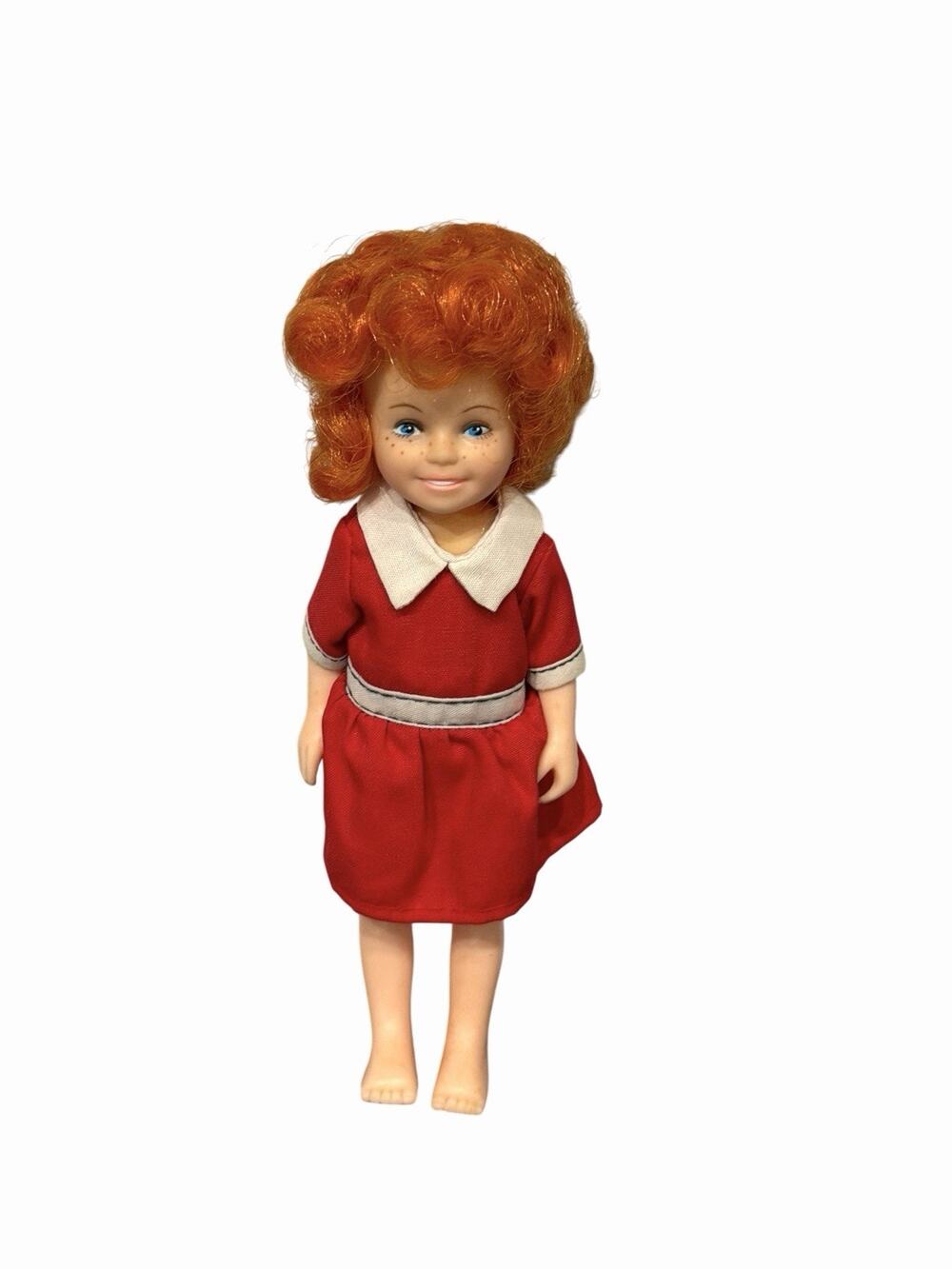 VINTAGE 1982 Little Orphan Annie 6" Movie Doll Knickerbocker Toy Red Dress